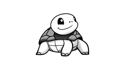 Cute cartoon turtle, happy, simplistic, adorable, playful image