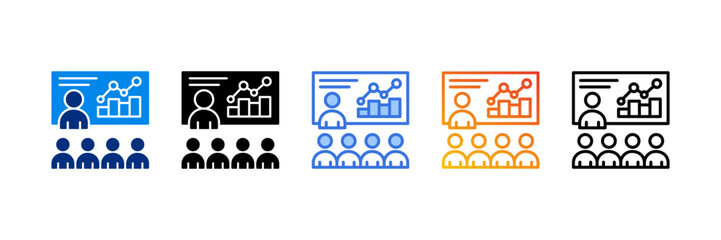 Presentation  Icon Set Multiple Style Vector Illustration 