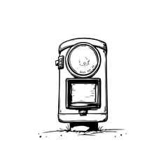 Monochromatic Sketch of an Antique Radio Broadcasting Nostalgic Signals