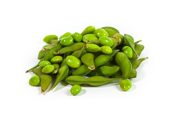 Edamame beans isolated on white background. Edamame is known as a typical bean from Japan.