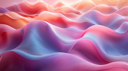 Obraz premium A mesmerizing, three-dimensional canvas of smooth waves, undulating in a spectrum of soft pastel hues, a testament to the boundless creativity of Generative AI 
