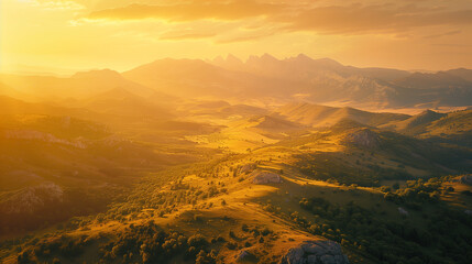 Golden Mountain Landscape at Sunrise

