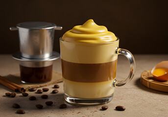 Layered coffee drink studio shot