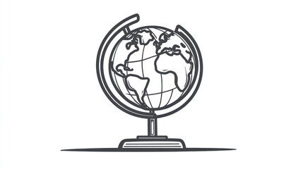 Hand-drawn world globe, educational tool, simple design