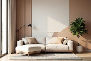 Subtle geometric shapes in muted tones create a calming interior design repeat , flat, home, design