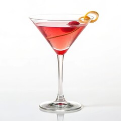 Refreshing high-contrast cosmopolitan cocktail with a vibrant lemon slice garnish served in a stylish glass