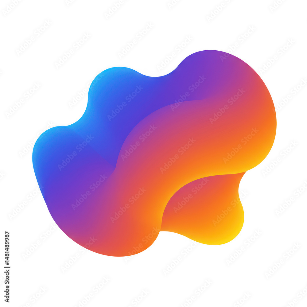 Poster abstract gradient shape with fluid design isolated on transparent background