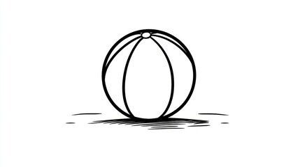 Simple black and white beach ball sketch, use for children's education or design