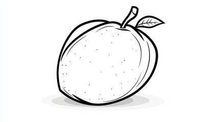 Simple Black and White Drawing of a Peach