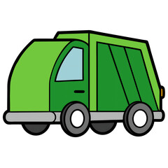 A green garbage collecting on white background