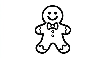 Simple Black Line Art Gingerbread Man