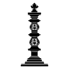 Thick Indian pillar illustration silhouette chess vector