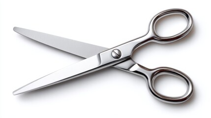 Fototapeta premium Sharp metallic scissors isolated on white, a closeup view of essential cutting tool for crafts and design