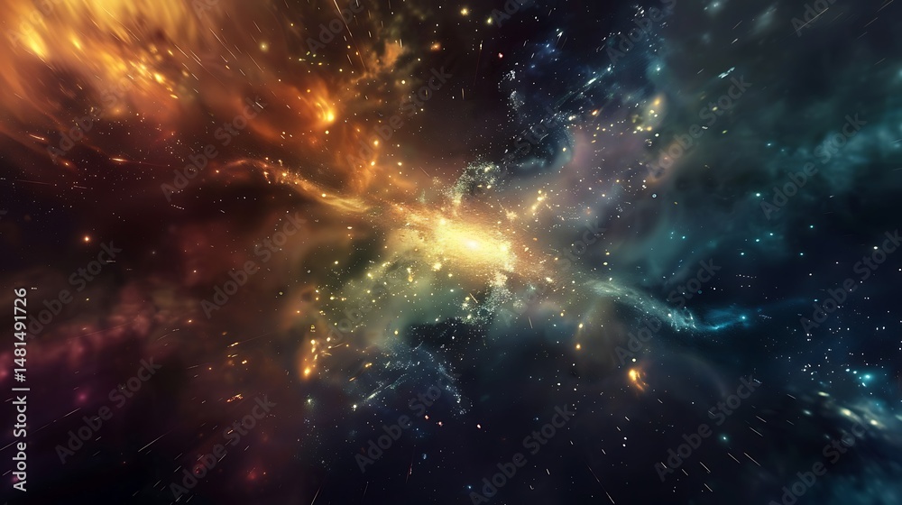 Canvas Prints vibrant nebula displaying cosmic dust and star clusters against dark space backdrop