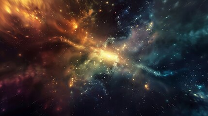 Fototapeta premium Vibrant Nebula Displaying Cosmic Dust And Star Clusters Against Dark Space Backdrop