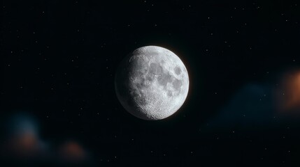 Majestic Moon in Space  Night Sky  Celestial Body  Stars