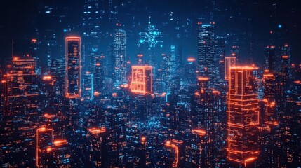 Fototapeta premium A hyper-realistic smart city controlled by an AI-powered central hub