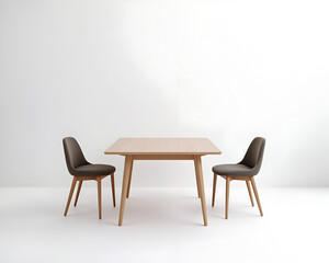 Table and chairs with transparent background.