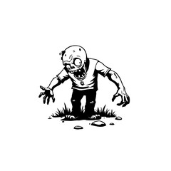 Creepy cartoon zombie illustration lurking, ready to infect during halloween
