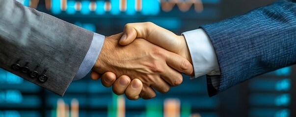 Business handshake, deal, finance, charts