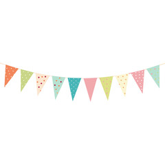 Confetti and bunting flags colorful banner design vector