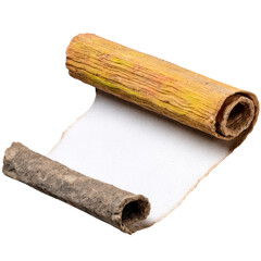 Vintage Rolled Paper with Textured Surface and Transparent Background