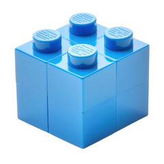 blue building block toy with rounded edges and four top knobs, perfect for creative play, isolated on transparent background