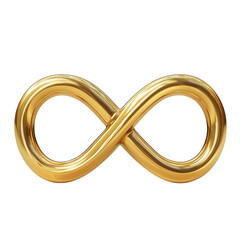 shiny golden infinity symbol representing endless possibilities and continuity, isolated on transparent background