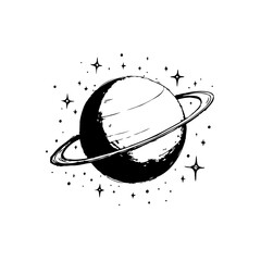 Cosmic celestial body with planetary rings and star field vector design © LgsDesign