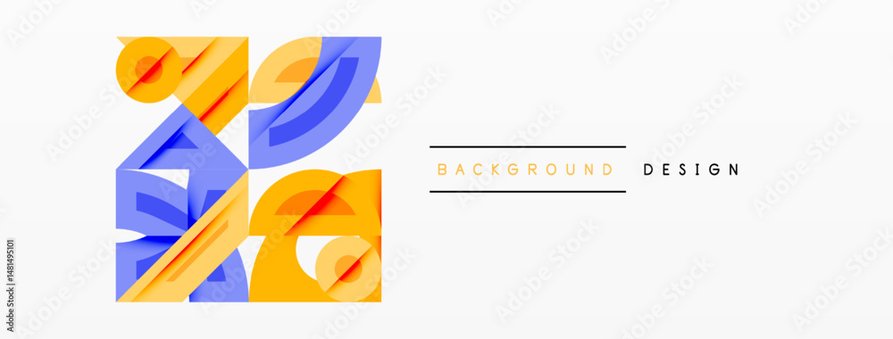 Poster abstract shapes, vibrant colors, modern design. minimalist composition, clean lines, suitable backgr