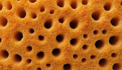 Obraz premium Abstract macro closeup of brown sponge texture shows a natural pattern with textured detail, like a clean bath backdrop