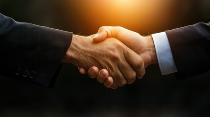 Obraz premium Two people are shaking hands to form a strong partnership