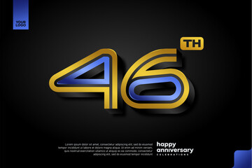 Sleek 3D Number 46 Design in Blue and Gold for Modern Anniversary Celebration on Dark Background