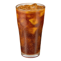 Cold Refreshing Beverage in Transparent Glass with Ice Cubes