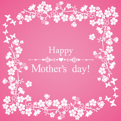 Happy Mother's Day! Greeting card. Celebration background with flower and place for your text. Vector Illustration