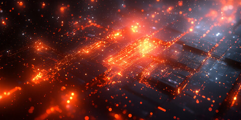 Fototapeta premium Abstract night fire shines with nebula texture