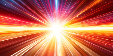 Obraz premium Abstract red backdrop with bright orange and yellow sunburst rays of light