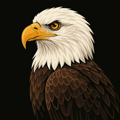 Eagle Profile Illustration with Sharp Details and Intense Stare