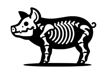 Pig Skeleton Black Icon Vector Logo