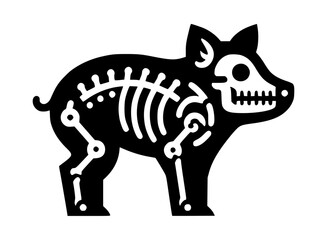 Pig Skeleton Icon Logo Black Vector White Background