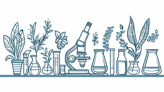 blue line art plants and microscope clip art preview