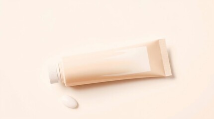 Cream Tube on Beige Background. (1)