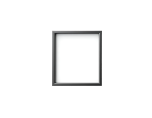 A simple black square picture frame with white center on transparent