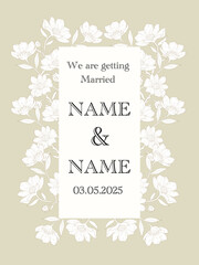 Wedding invitation floral design, white background