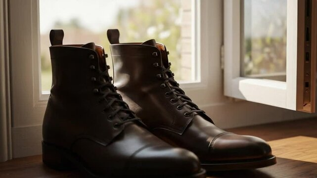 Elegant Leather Boots by Bright Window