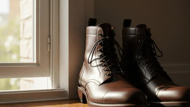 Elegant Leather Boots by Bright Window