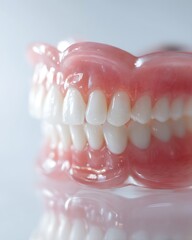 Obraz premium Senior gums in contact with dentures, emphasizing care in aging oral health.