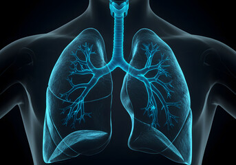 Transparent lungs anatomy medical illustration