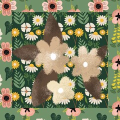 Flowers and leaves women dress icon wallpaper design. 