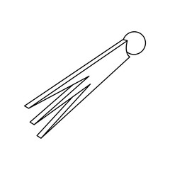 The outline of a large comet symbol is made with black lines. 3D view of the object in perspective. Vector illustration on white background